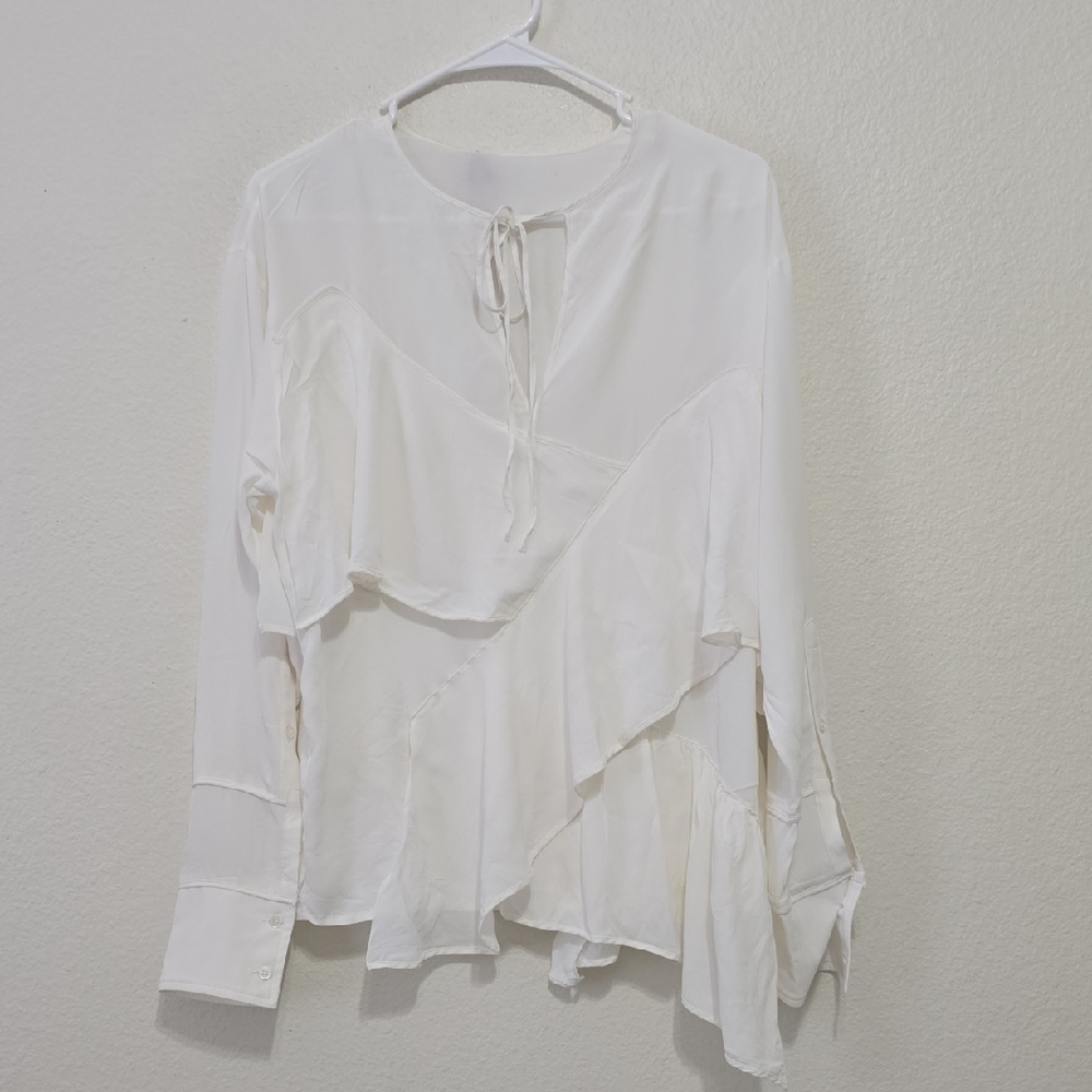 No 21 White‎ Women's Blouse with Ruffle Detail 36